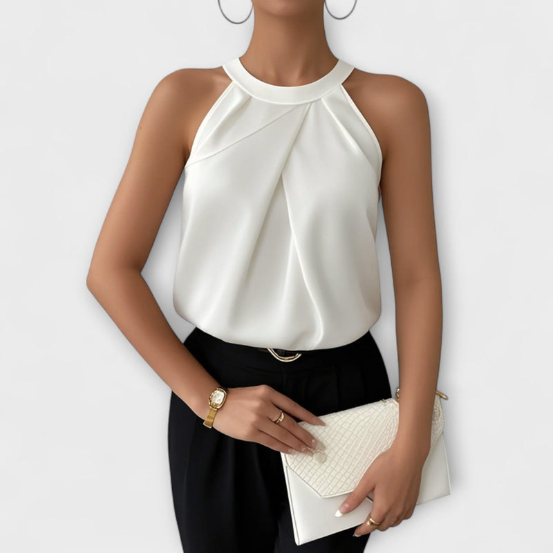 Skye - Elegant satinblus med off-shoulder-design