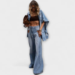 Blair - Löst skuren ärmlös denim-set