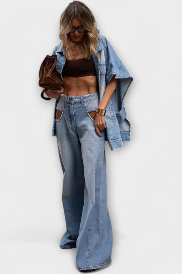 Blair - Löst skuren ärmlös denim-set