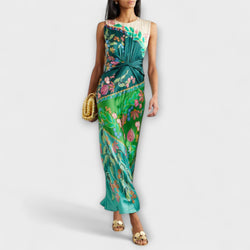 Aisling - Elegant Tvistat Draperat Blommigt Maxiklänning