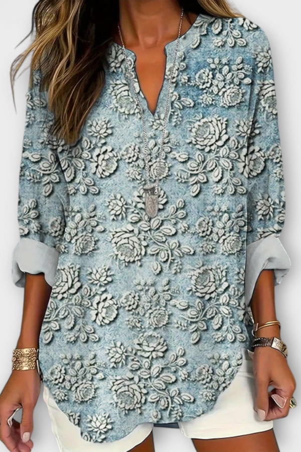 Charlotte – Blus med Blomtryck