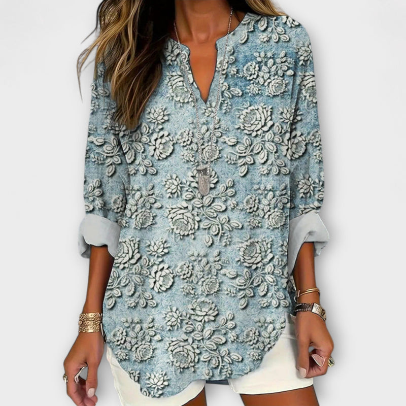 Charlotte – Blus med Blomtryck