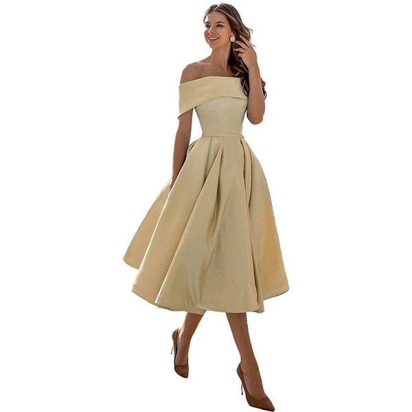 Romy - Snygg Off-the-Shoulder Draperat Maxiklänning