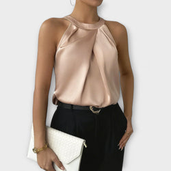 Skye - Elegant satinblus med off-shoulder-design