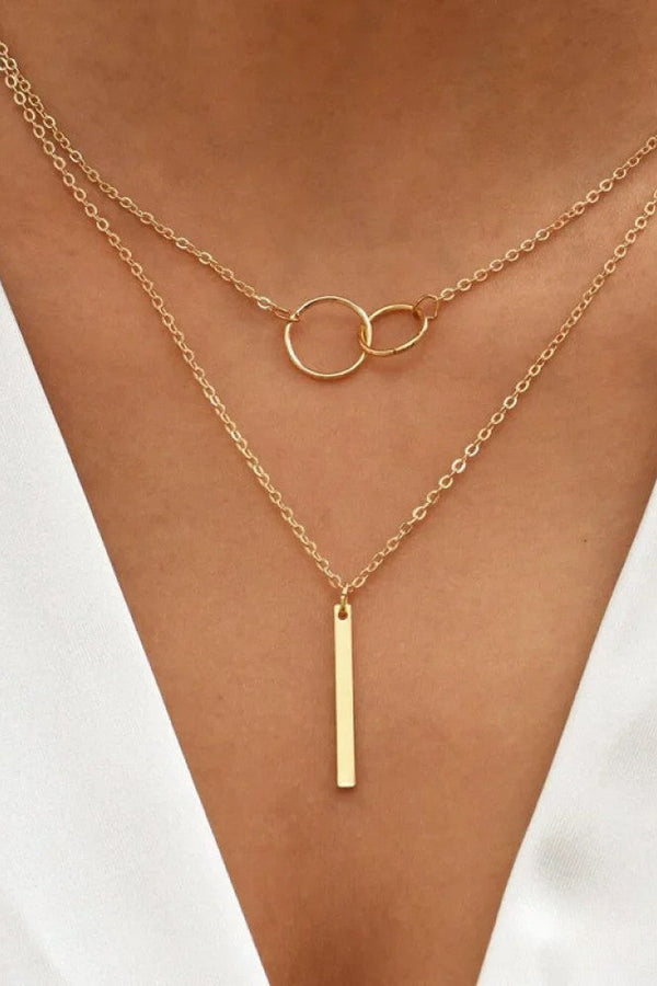 Retro Guld Dubbel Cirkel Hänge Halsband
