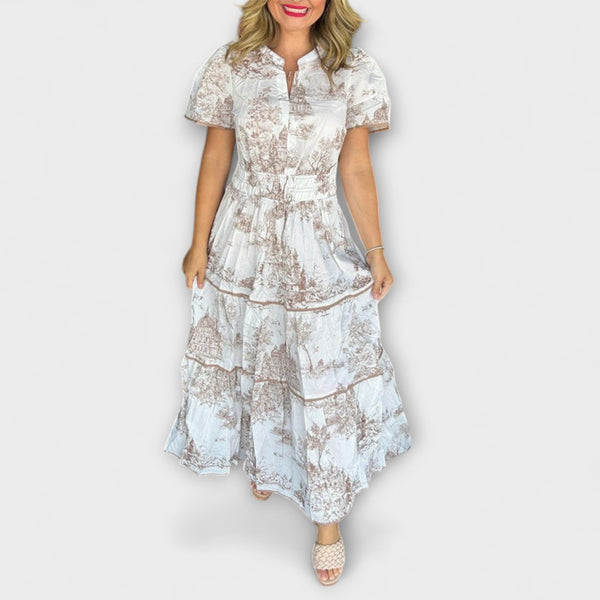 Eliza - Tidlös Toile Maxi-klänning