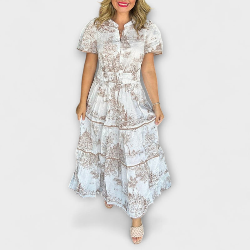Eliza - Tidlös Toile Maxi-klänning