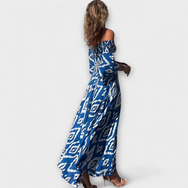 Bella - Off-Shoulder Klänning med Havblommor