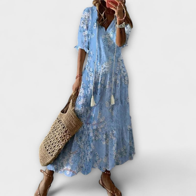 Anna – Damen Bohemian Sommarklänning med Flödande Silhuett