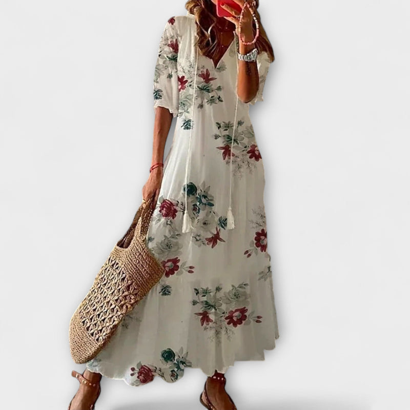 Anna – Damen Bohemian Sommarklänning med Flödande Silhuett