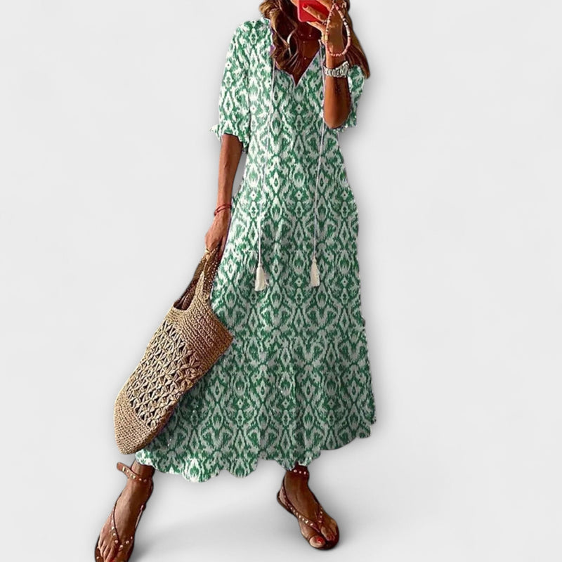 Anna – Damen Bohemian Sommarklänning med Flödande Silhuett