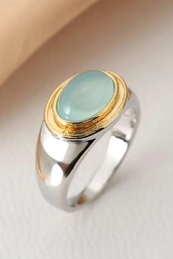 Retro Grön Månsten Ring