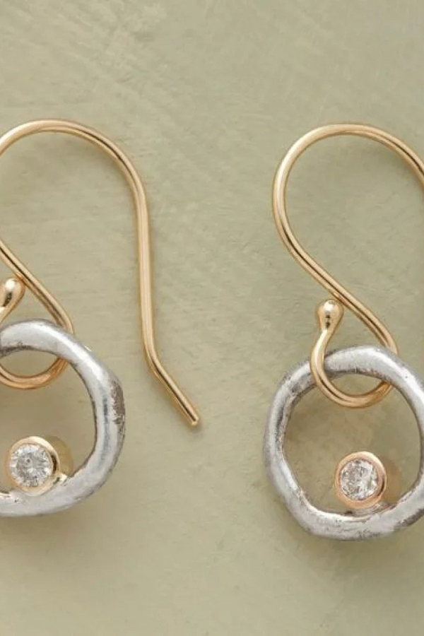 Vintage Guld- och Silver-Zirkonia Örhängen