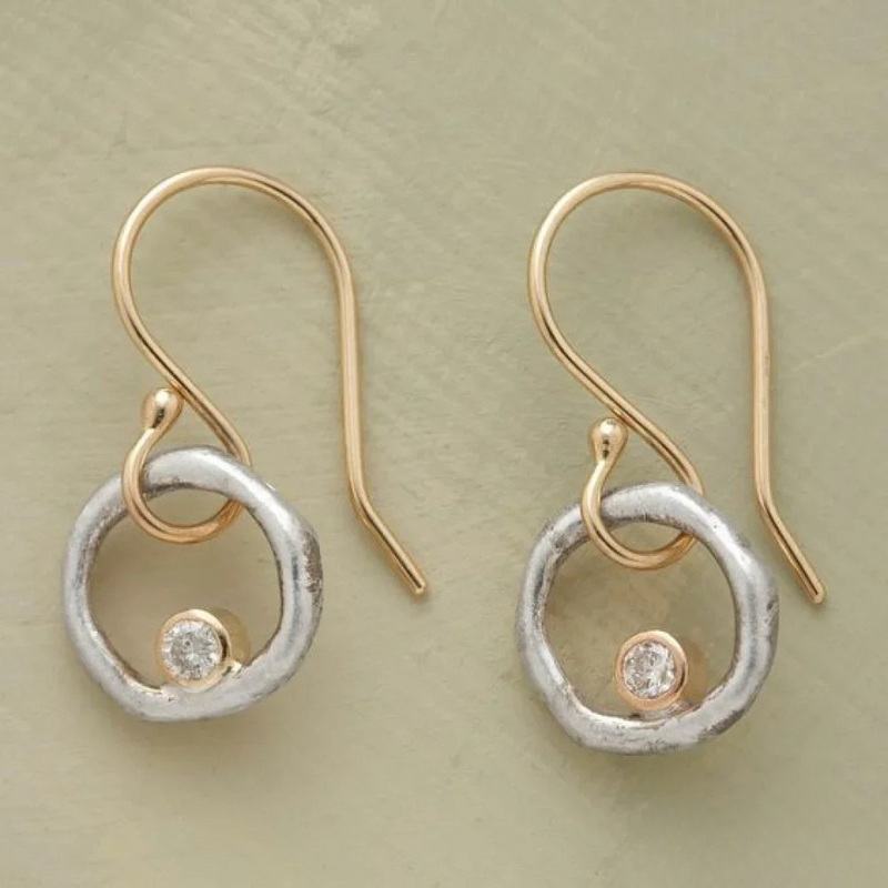 Vintage Guld- och Silver-Zirkonia Örhängen