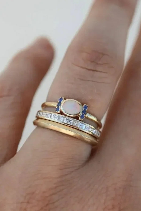 Set av Vintage Guld Opal Ringar
