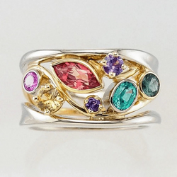 Vintage Ring med Guld- och Silverfärgade Zirkonia
