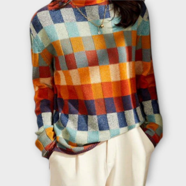 Erika - Patchwork Rullekrage Tröja