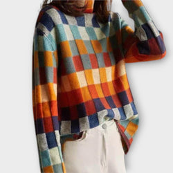 Erika - Patchwork Rullekrage Tröja