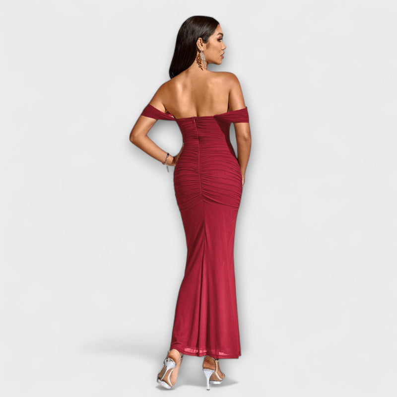 Ione - Off-Shoulder Raffung Bodycon Klänning