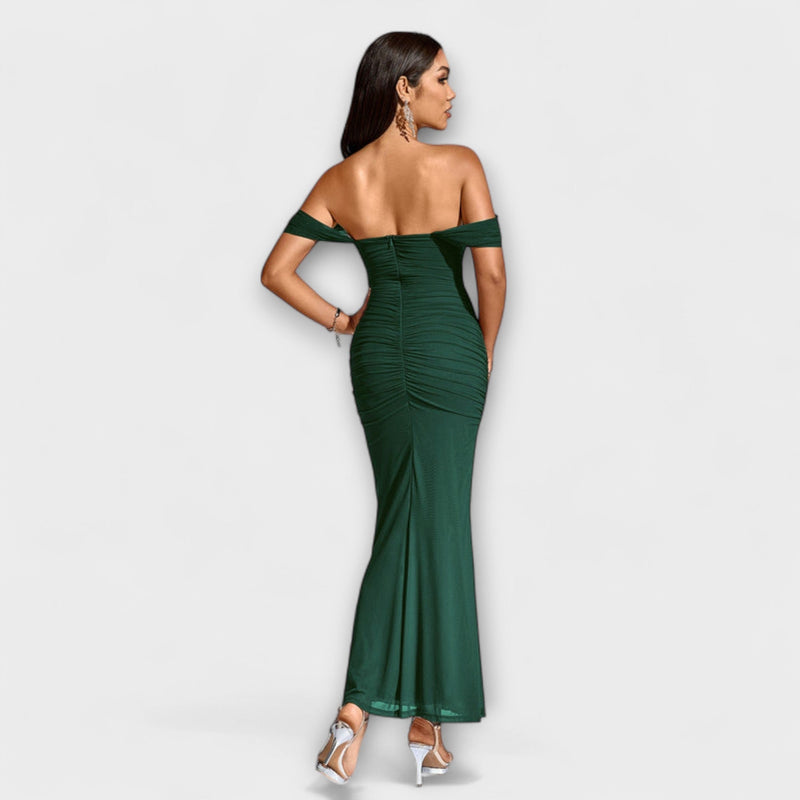 Ione - Off-Shoulder Raffung Bodycon Klänning