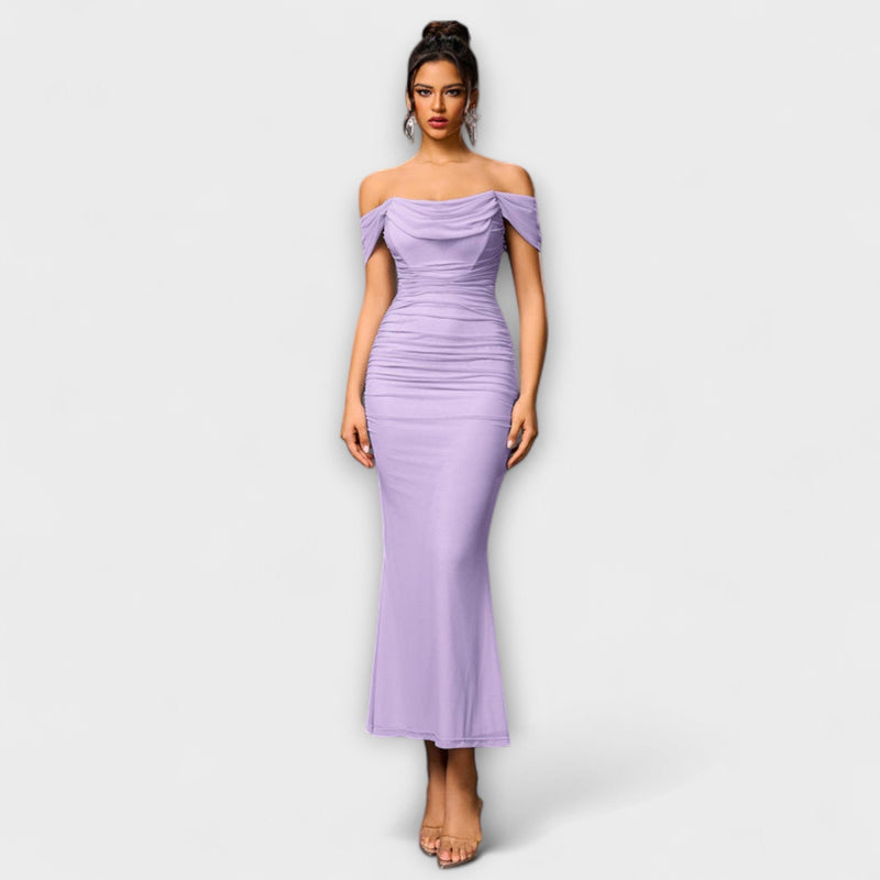 Ione - Off-Shoulder Raffung Bodycon Klänning