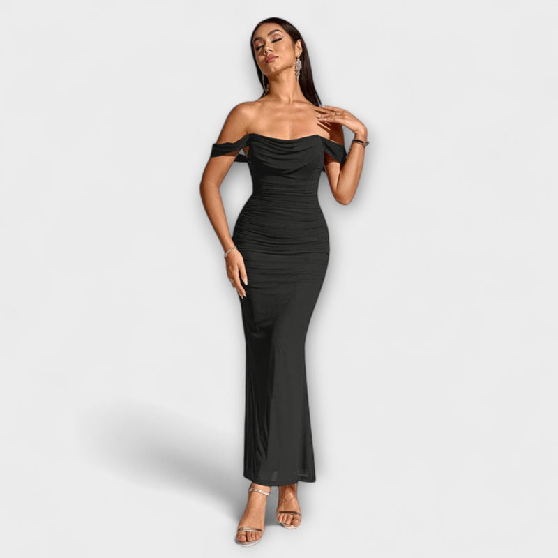 Ione - Off-Shoulder Raffung Bodycon Klänning