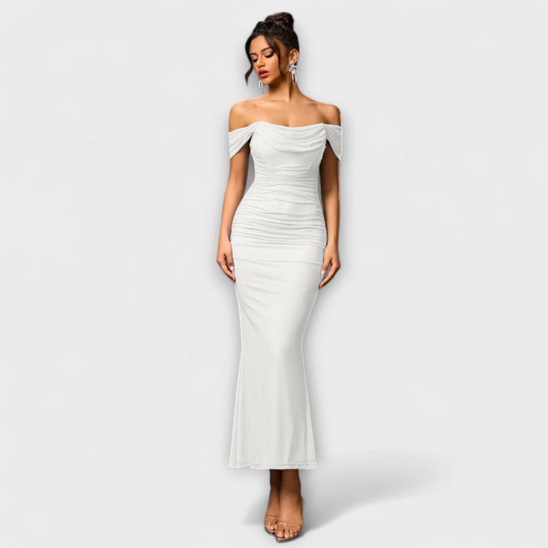 Ione - Off-Shoulder Raffung Bodycon Klänning