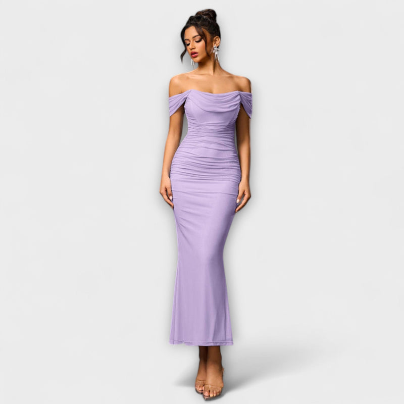 Ione - Off-Shoulder Raffung Bodycon Klänning