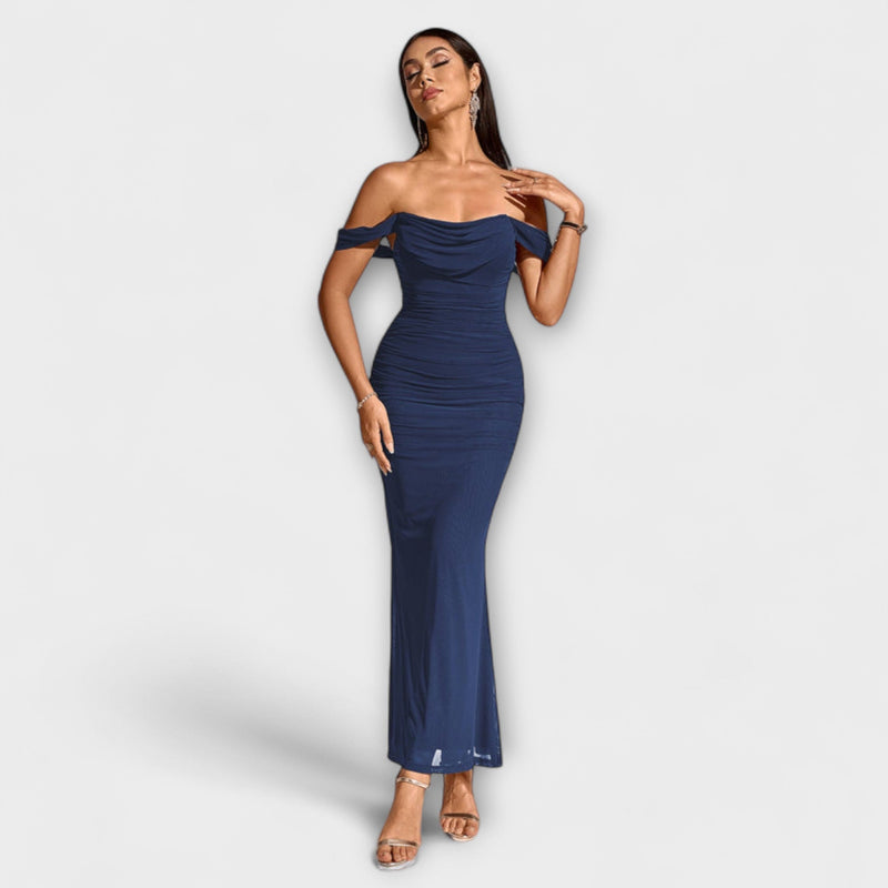 Ione - Off-Shoulder Raffung Bodycon Klänning