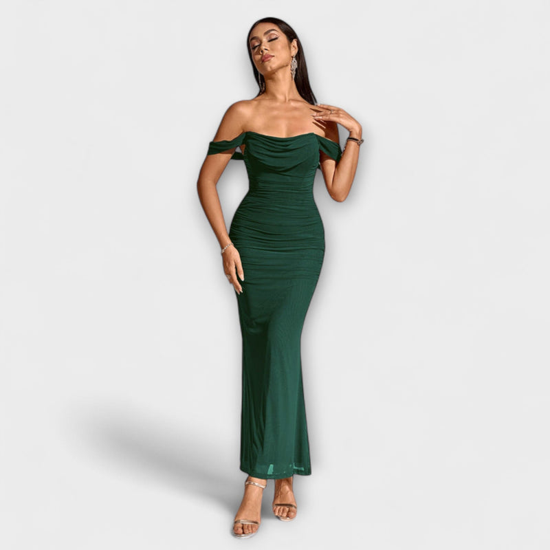 Ione - Off-Shoulder Raffung Bodycon Klänning