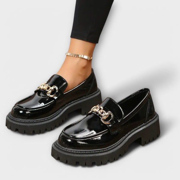 Trendig Dam Plateau Loafer med Spänne