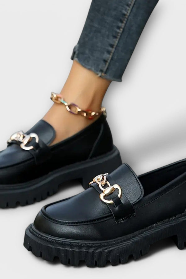 Trendig Dam Plateau Loafer med Spänne