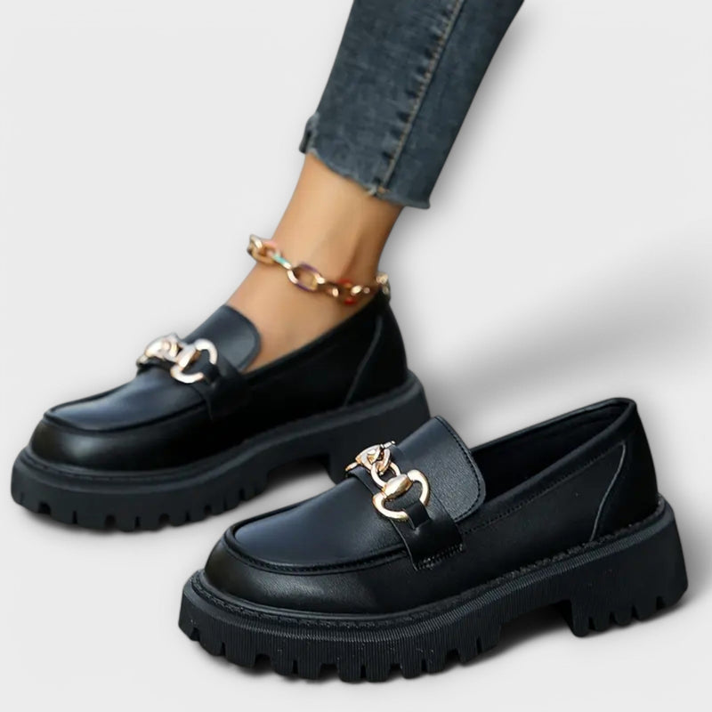 Trendig Dam Plateau Loafer med Spänne