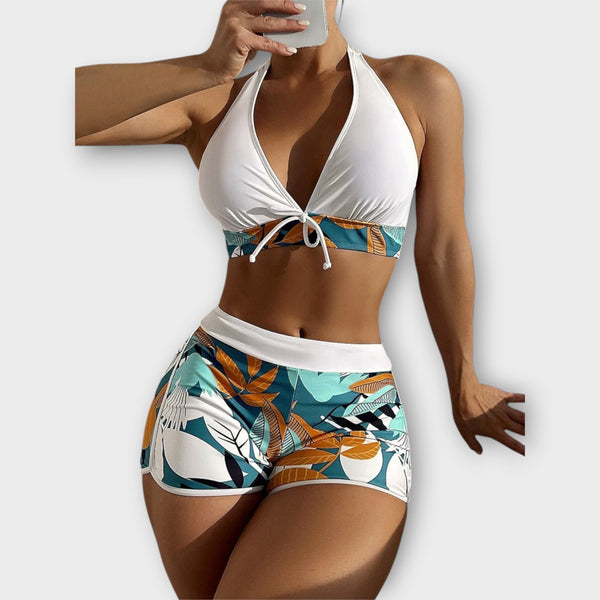 Högmidjad hållare-bikini-set