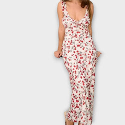 Kryptografisk Floralprint Plunge Maxi Klänning