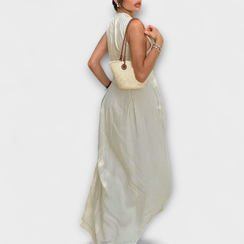 Ärmellös Plisserad Bodycon Midi Klänning