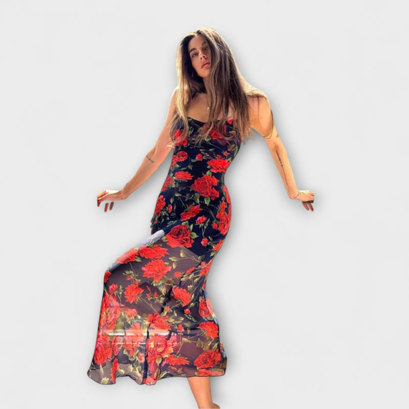 Blommönster Spaghetti-axelband Bodycon Klänning