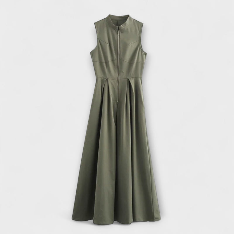 Ärmellös Plisserad Bodycon Midi Klänning