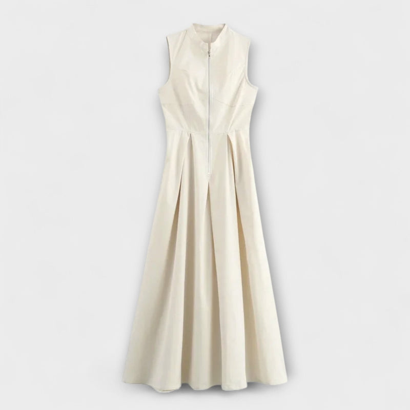 Ärmellös Plisserad Bodycon Midi Klänning