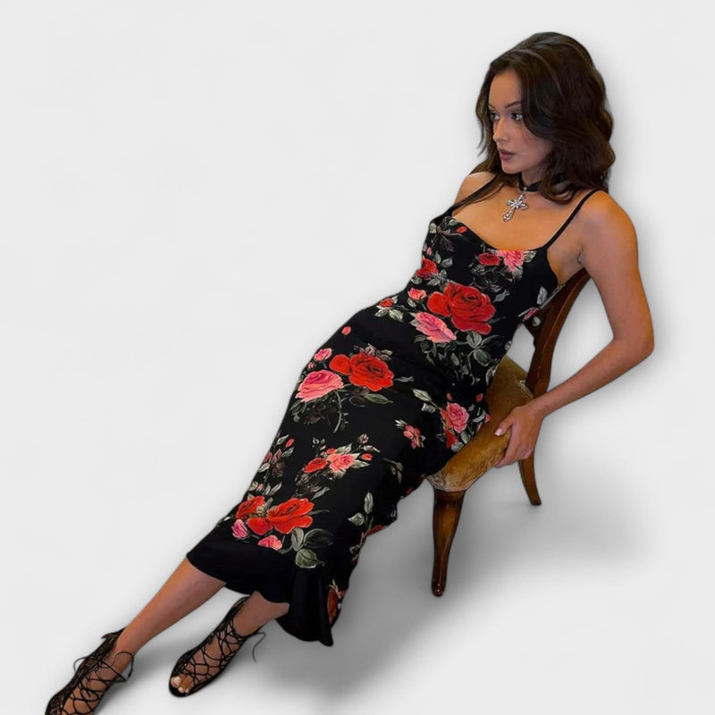 Blommönster Spaghetti-axelband Bodycon Klänning