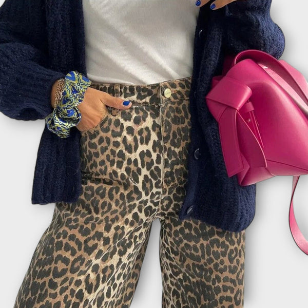 Chandra - Vintagejeans med leopardmönster
