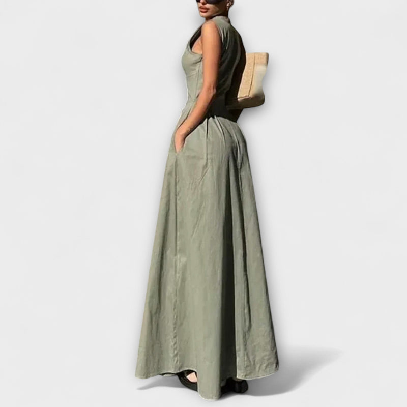 Ärmellös Plisserad Bodycon Midi Klänning