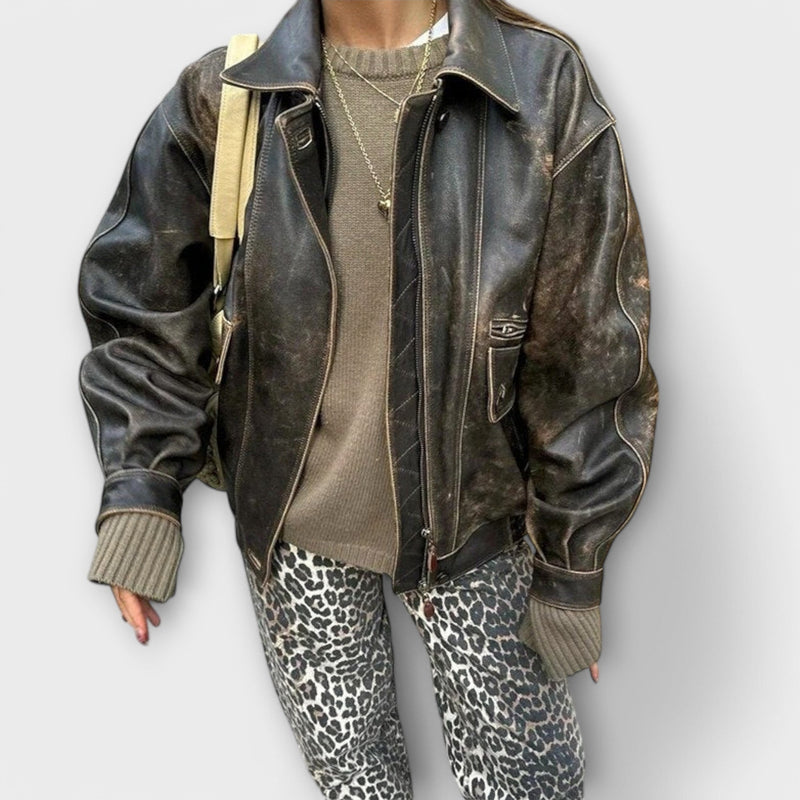 Chandra - Vintagejeans med leopardmönster