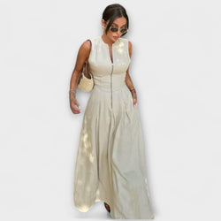Ärmellös Plisserad Bodycon Midi Klänning