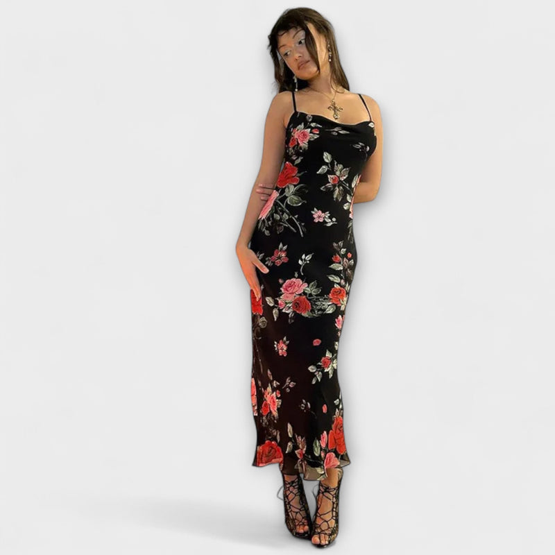 Blommönster Spaghetti-axelband Bodycon Klänning