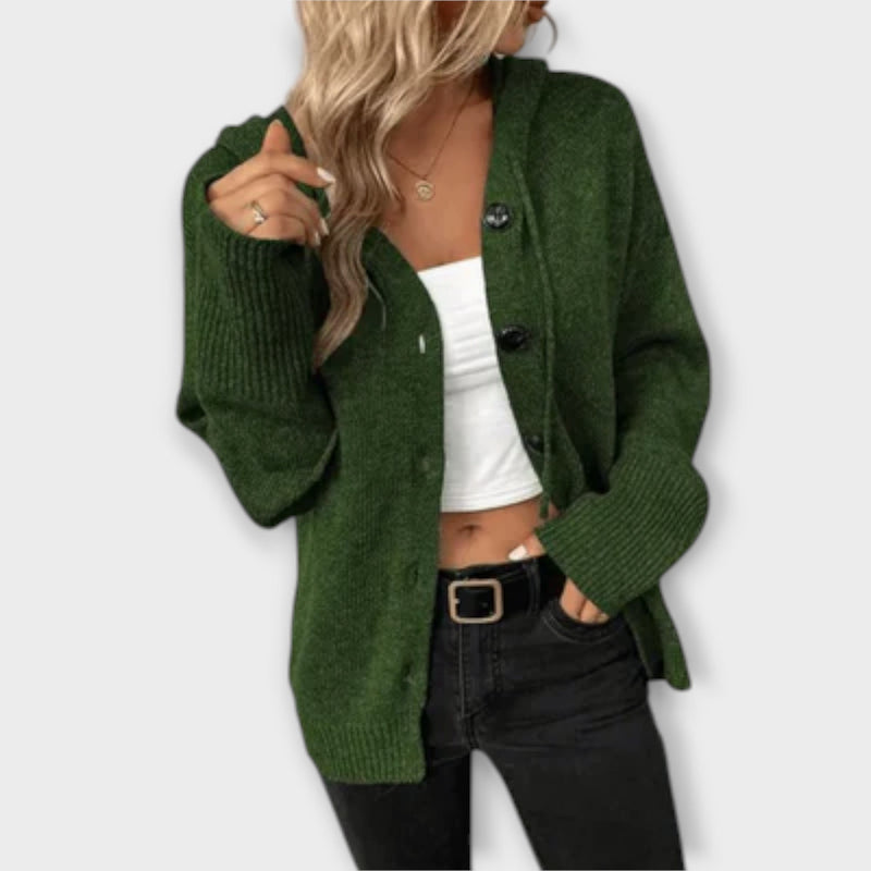 Brittan - Stickad cardigan med knappar
