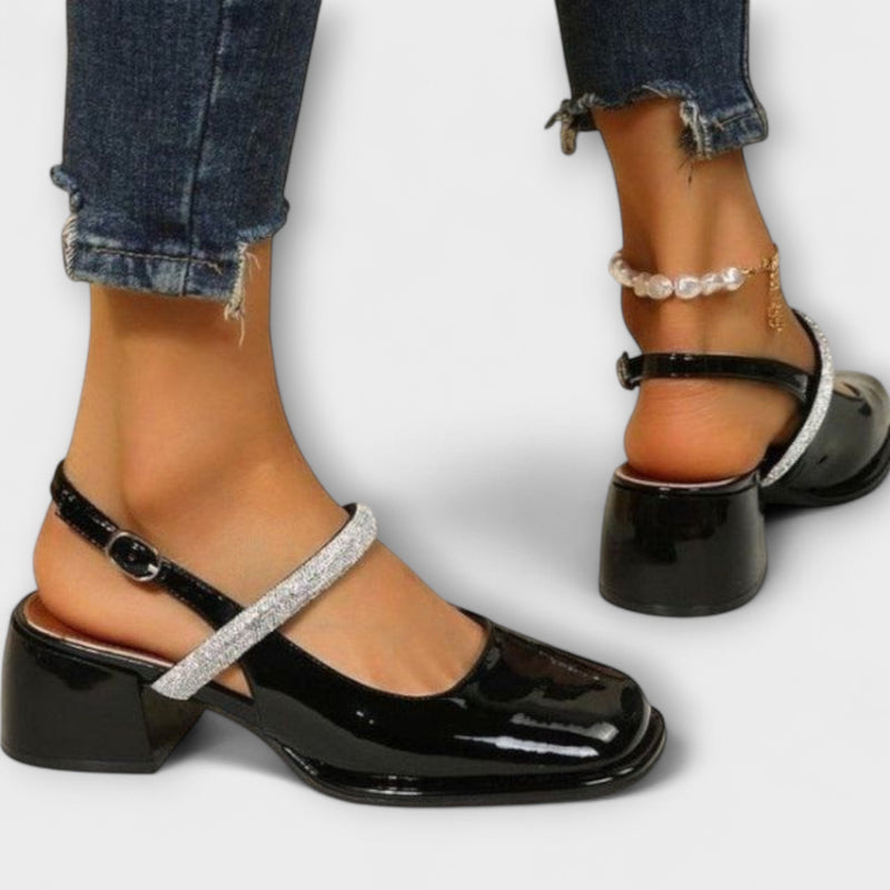 Celandra - Mary Janes med glittrande remmar och klack