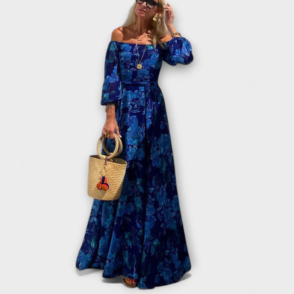 Juniper - Blommig Off-Shoulder Smockad Maxiklänning