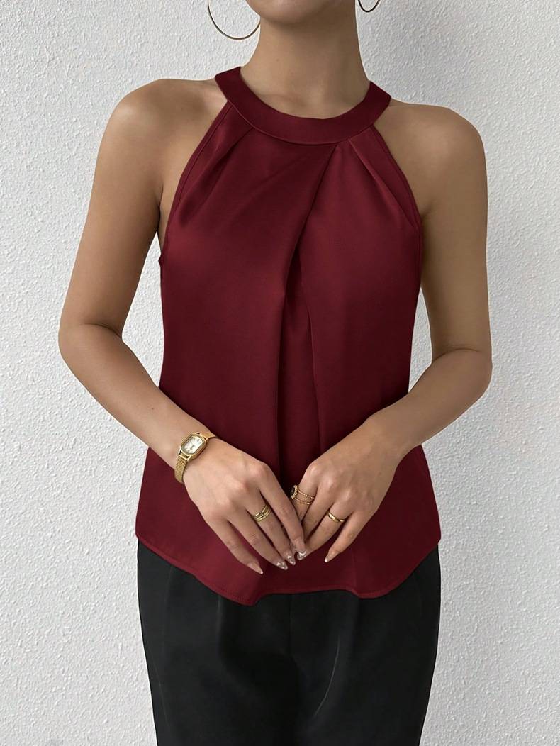 Skye - Elegant satinblus med off-shoulder-design