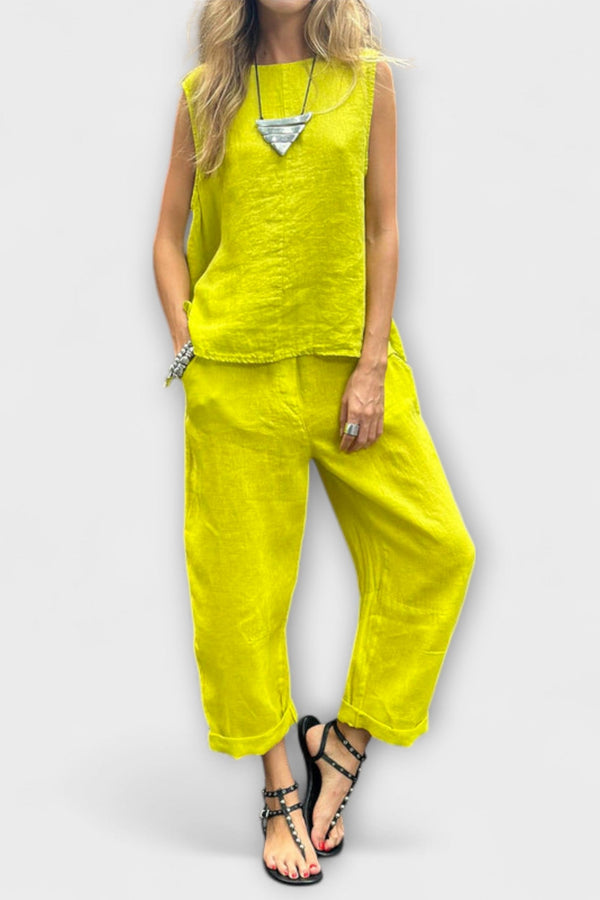 Jennifer - Avslappnad Bomull-Linne Outfit